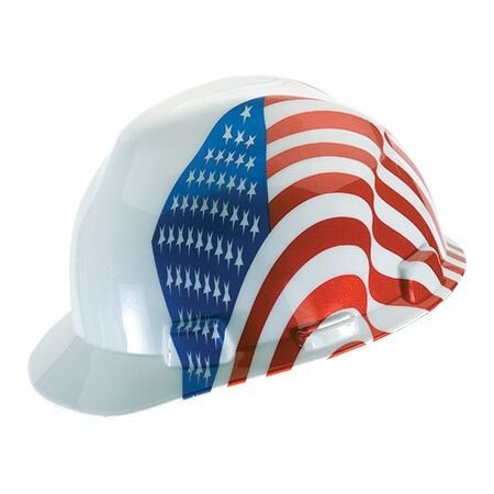 Msa Safety Cap, V-Gard, Fas-Trac, American Flag 10050611